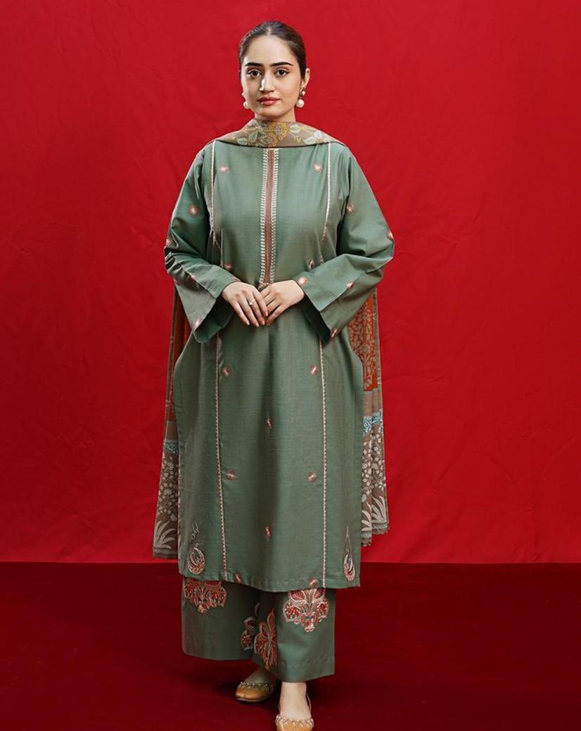 dhanak embroidered 3pc