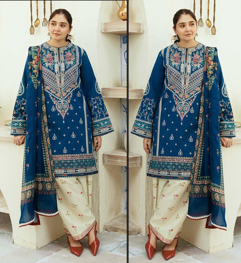 dhanak 3pc embroidered suit