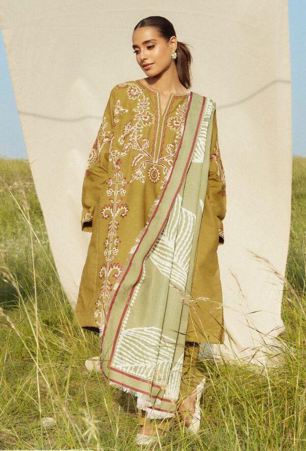 dhanak 3pc embroidered dress