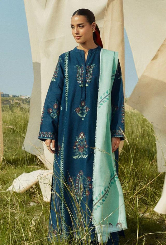 dhanak 3pc embroidered suit