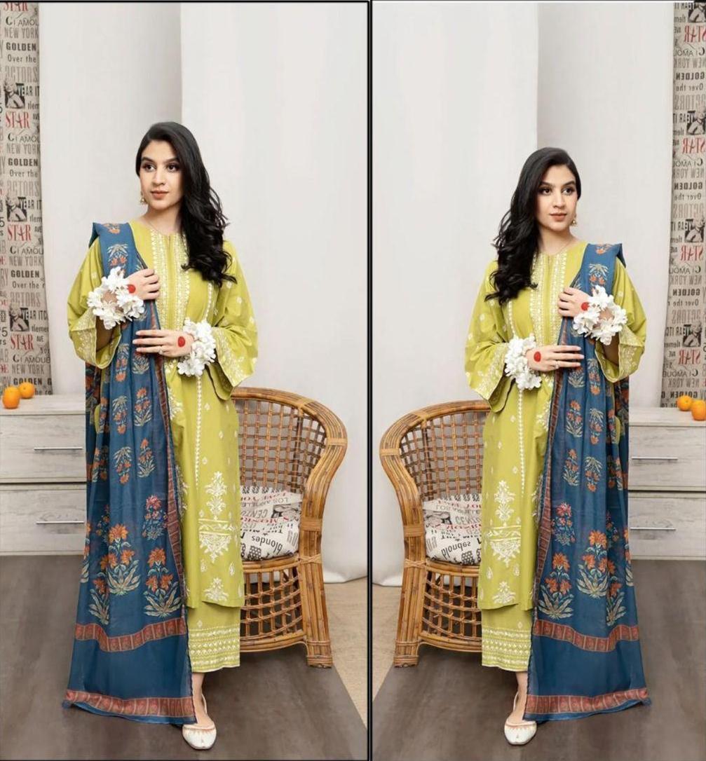 dhanak 3pc embroidered suit