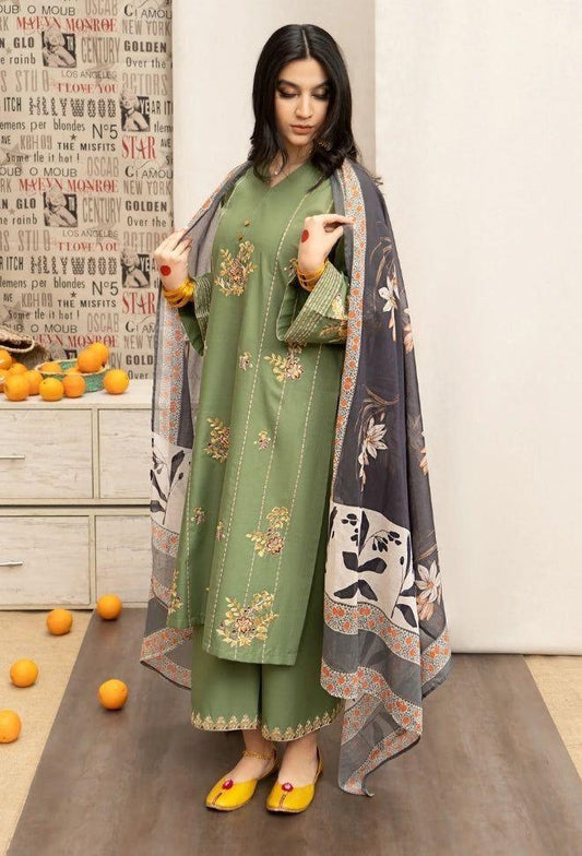 dhanak 3pc embroidered dress