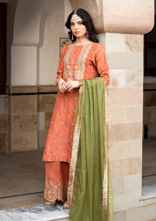 lawn embroidered 3 pc dress