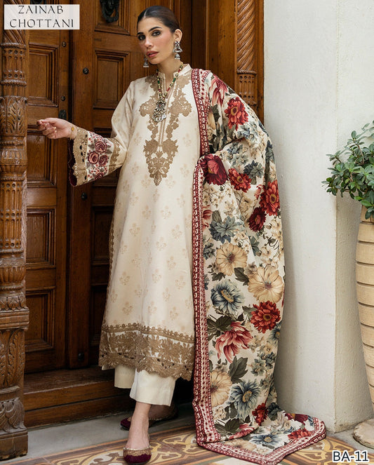 embroidered 3pc lawn dress