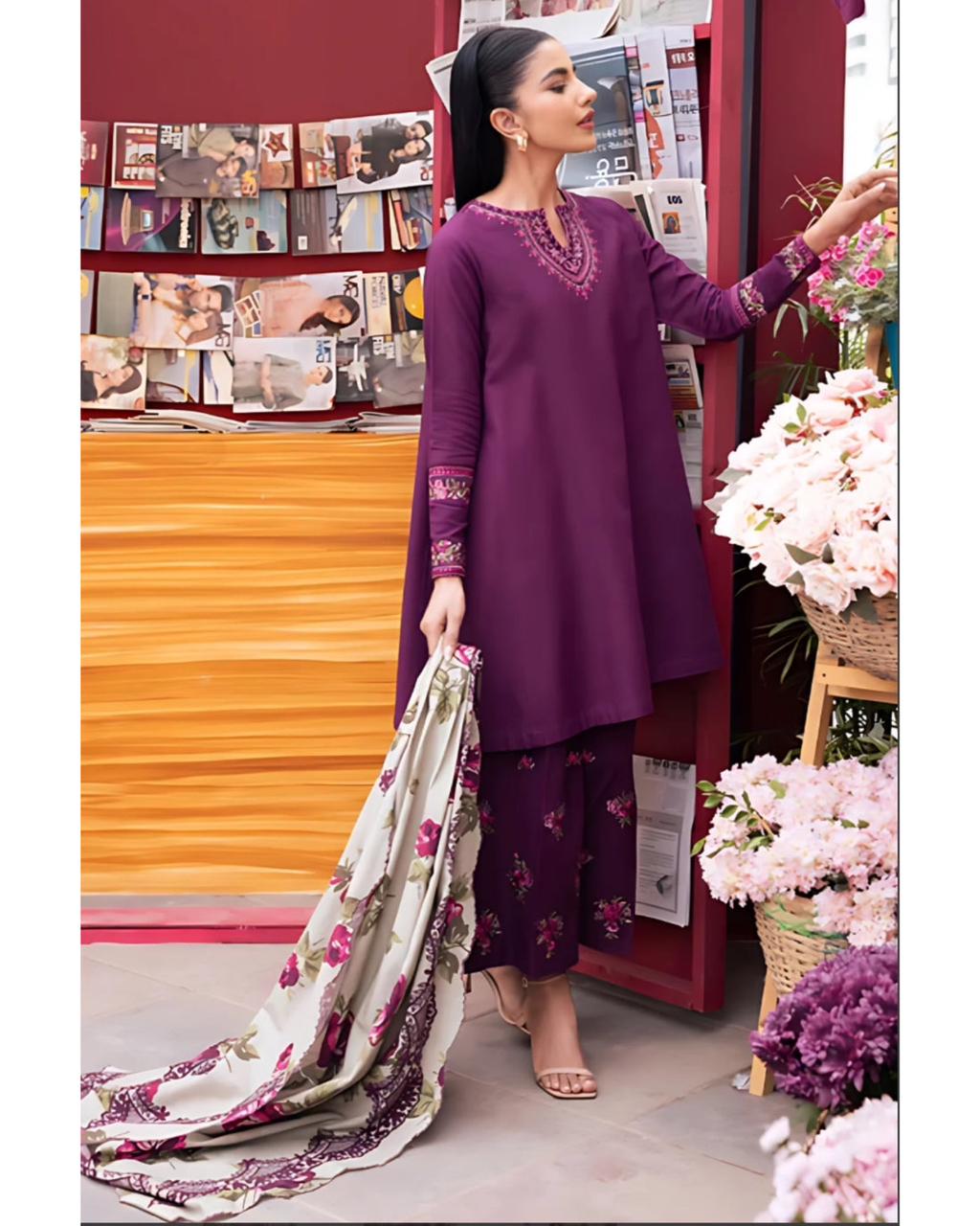 lawn 3pc embroidered suit