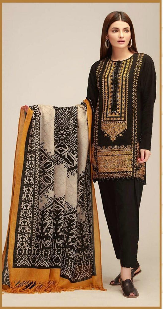 lawn heavy embroidered 3pc