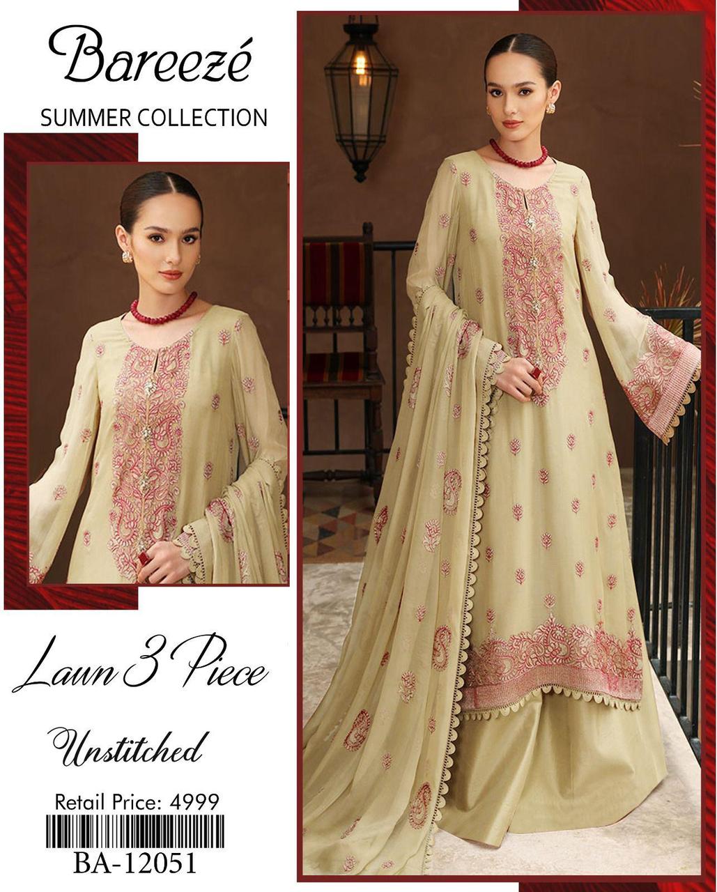 lawn embroidered 3pc suit