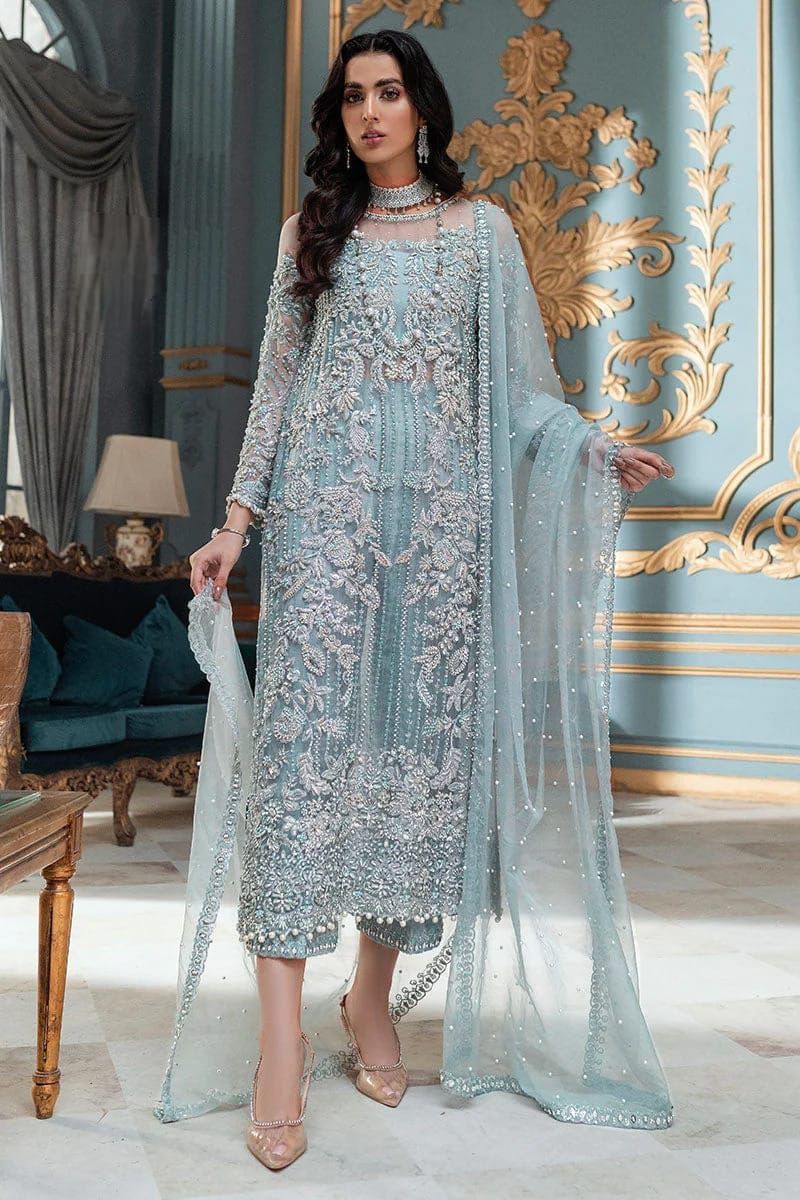 heavy embroidered fancy net suit